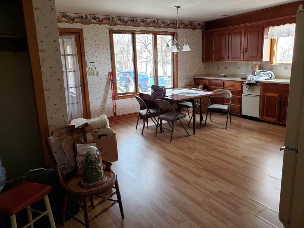 Original eat-in kitchen and dining area before the remodel