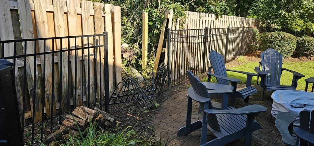 Backyard patio with Adirondack chairs at a Wilmington NC home