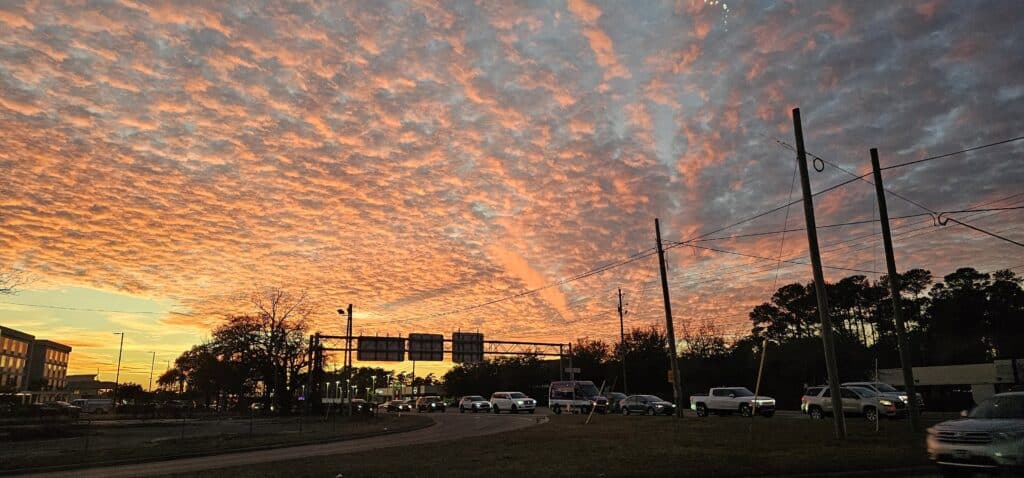 Sunset over the Eastwood Road corridor near Landfall in Wilmington NC, where people moving from Charlotte tend to look
