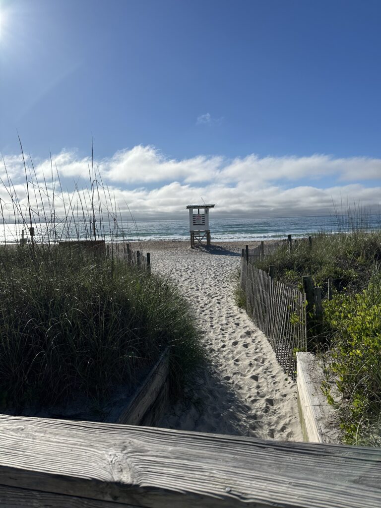 Dune walkover and lifeguard stand on Wrightsville Beach, NC