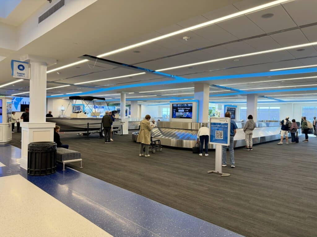 Baggage claim at Wilmington International Airport, where the ILM airport expansion will add a new arrivals carousel