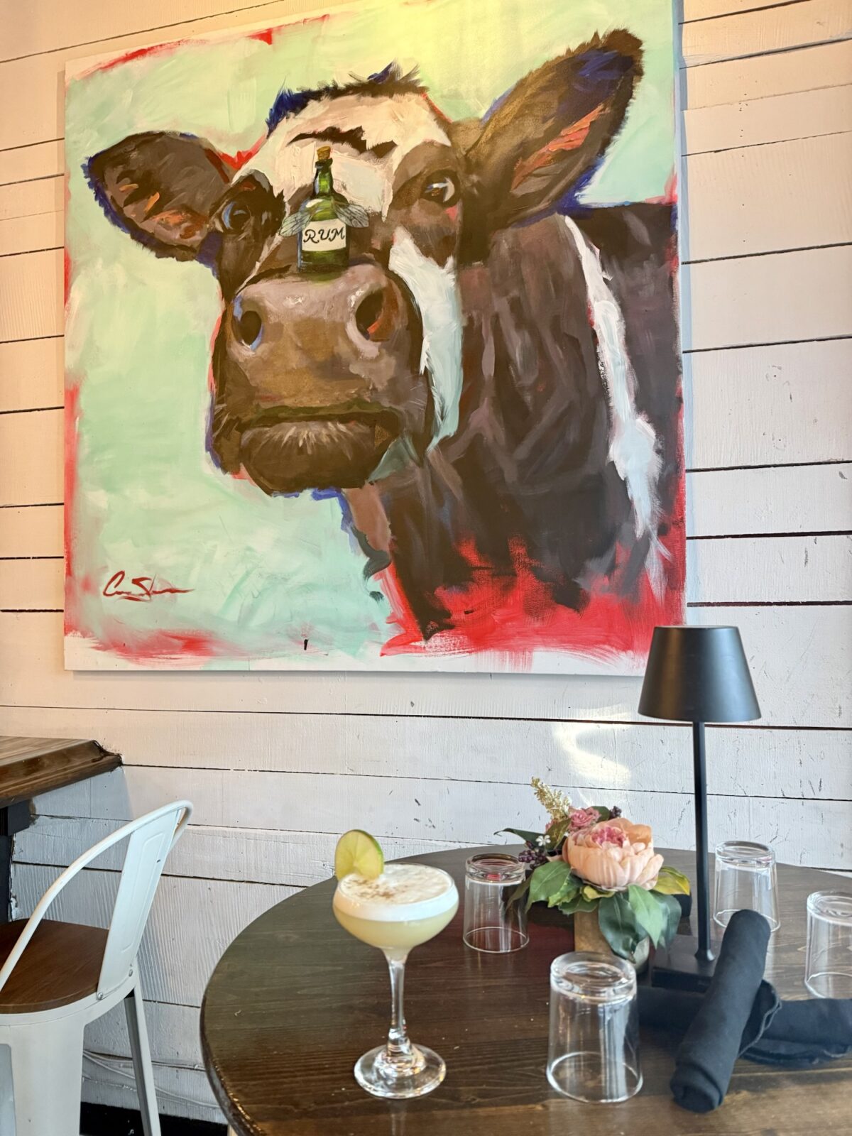 Cow painting and a craft cocktail at RumCow in downtown Wilmington NC