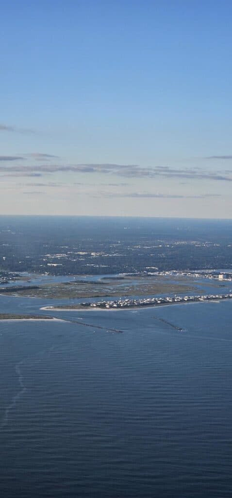 The Wilmington NC coast from a plane window on a flight from ILM